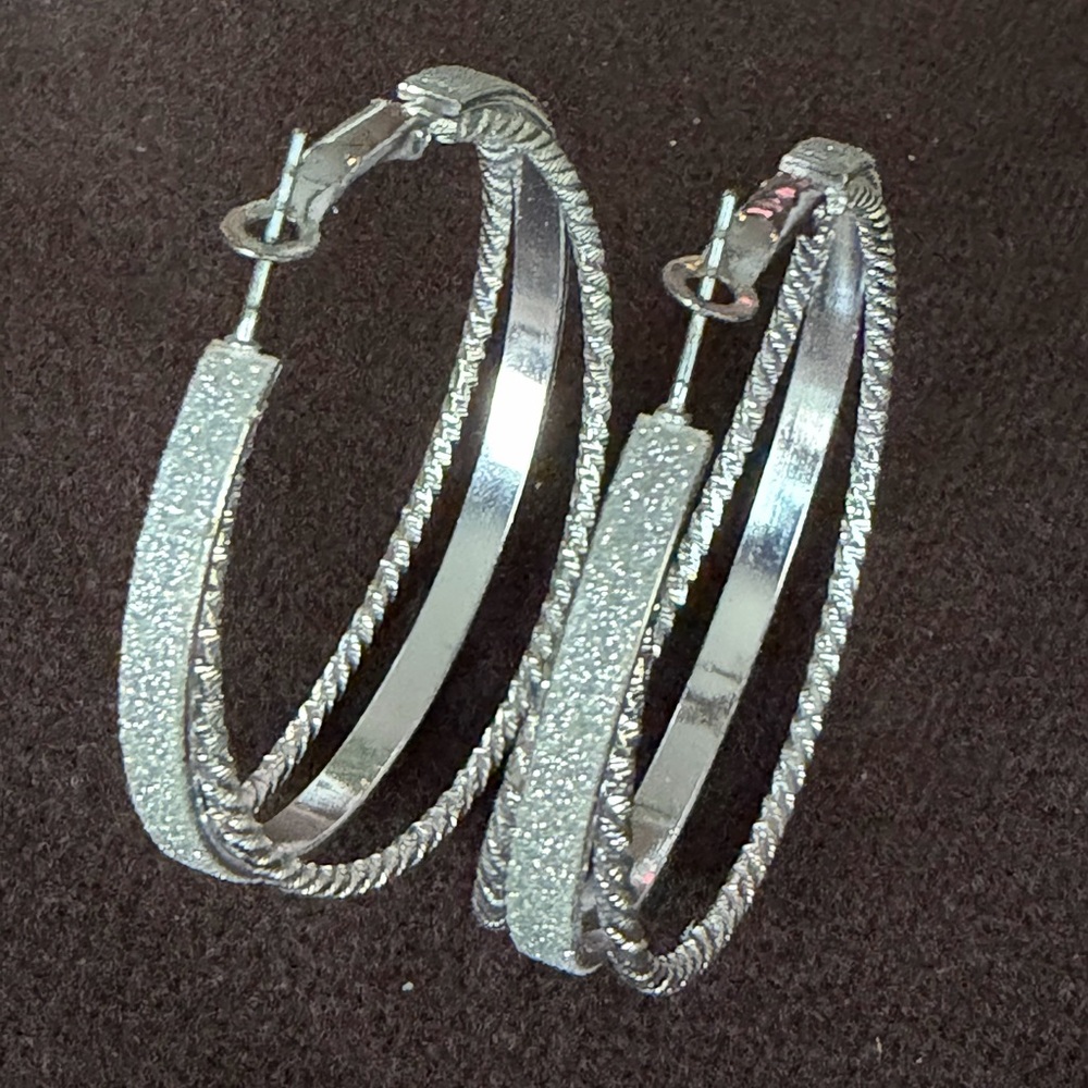 Elegant Silver Hoop Earrings 2”